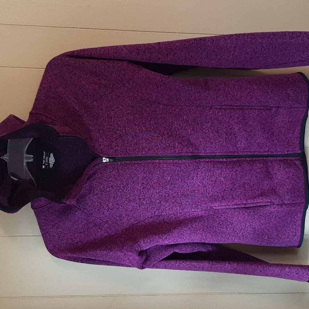 Tek Gear Women's M Front Zip Up Hooded Jacket Lavender With Black Trim